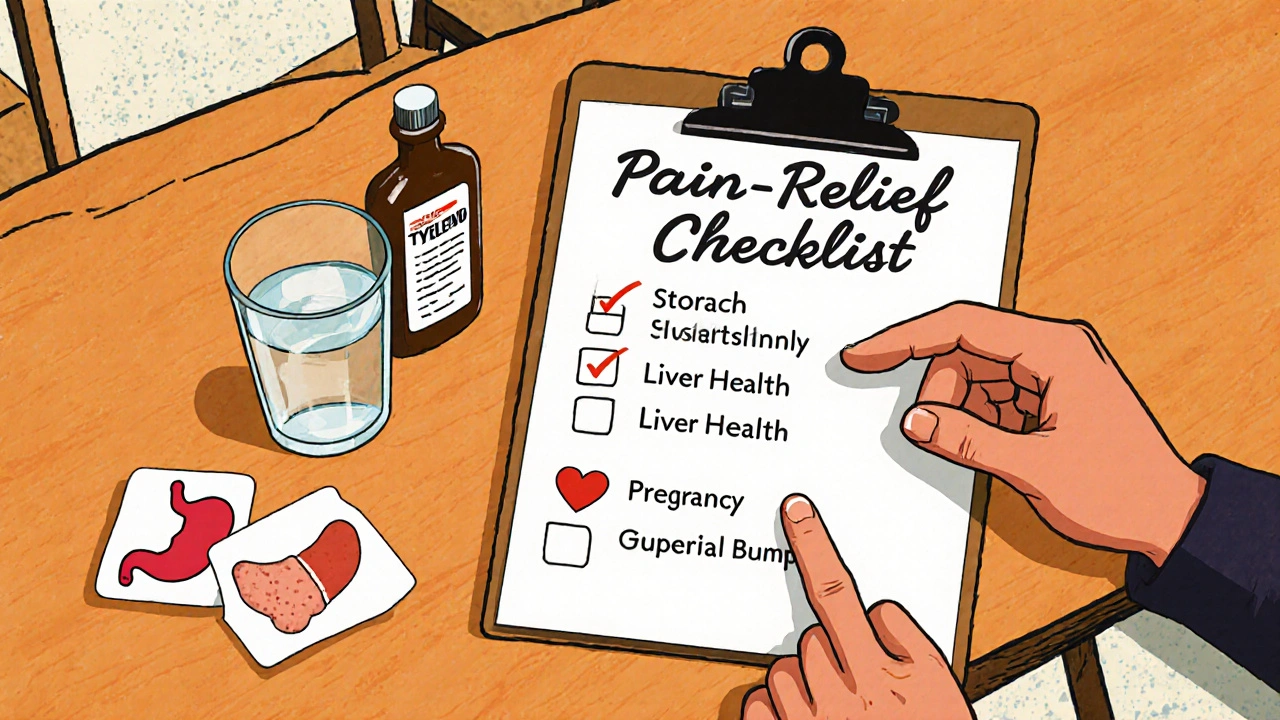 Retro kitchen table with checklist and icons for stomach, liver, pregnancy, and heart.
