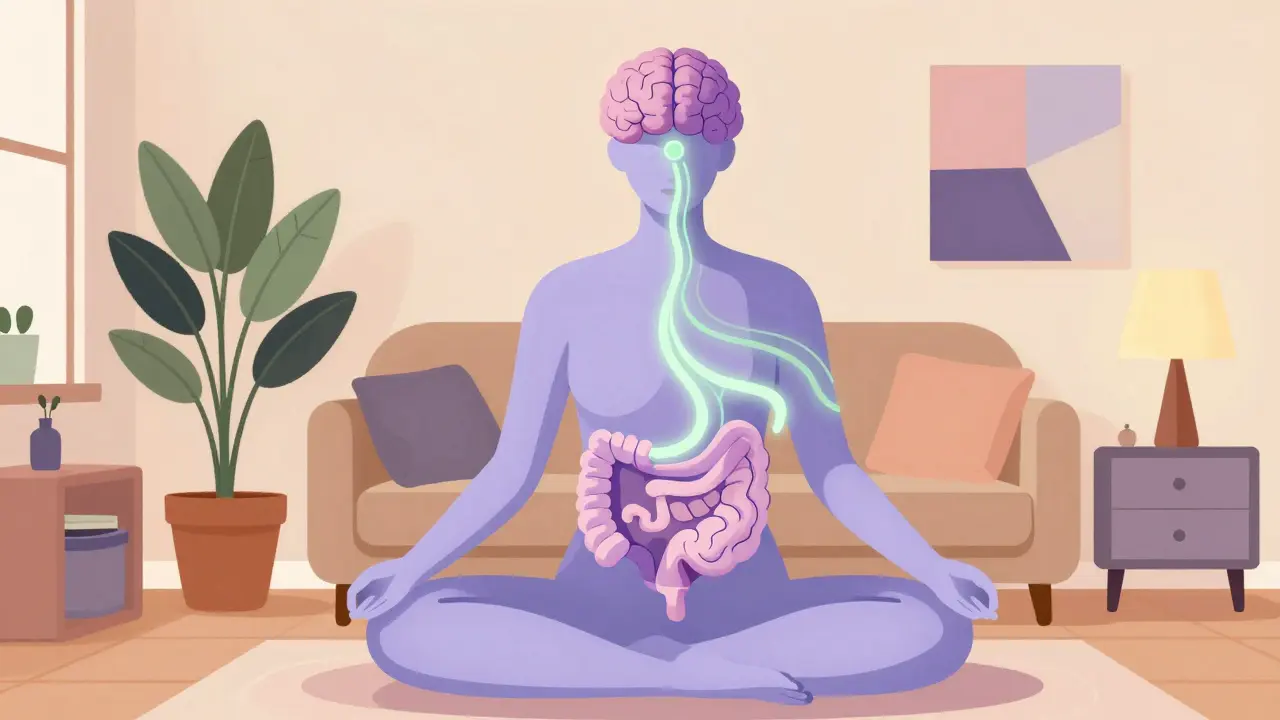 Meditating person illustrating the gut-brain connection