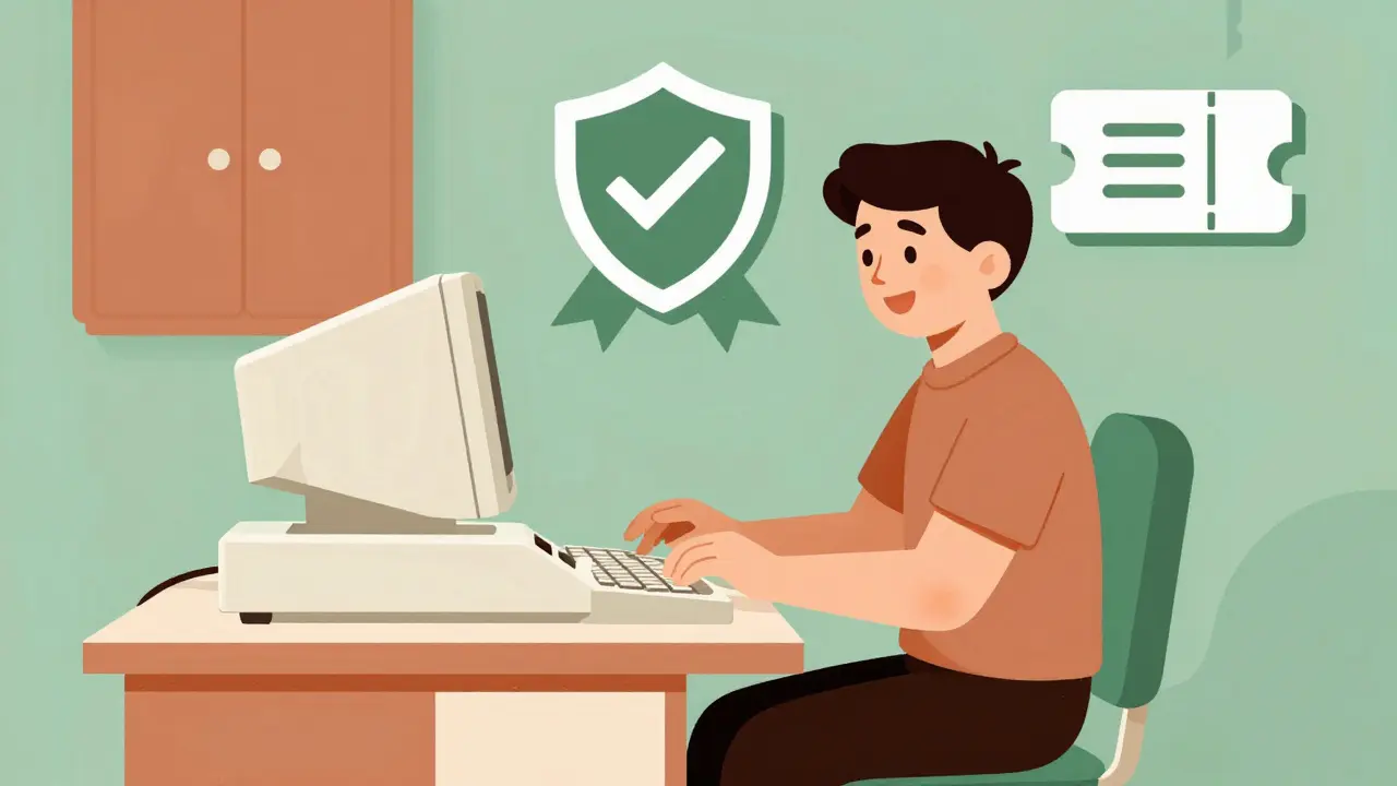 Happy person ordering medication safely from a verified online pharmacy