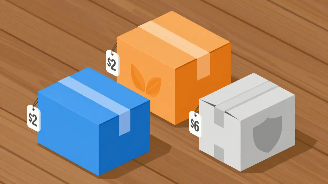 Stacked delivery boxes representing affordable online pharmacy options
