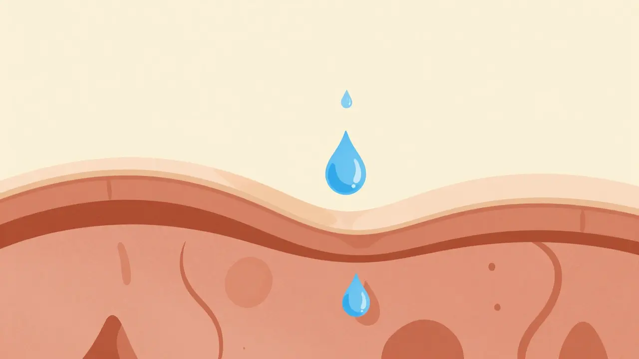 Abstract skin layers showing low drug absorption, cartoon style