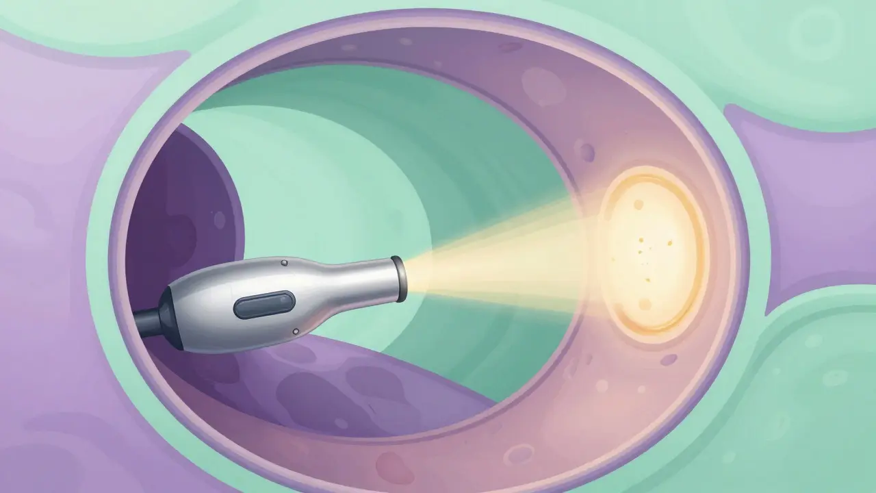 Illustration of radiofrequency ablation treating esophageal tissue